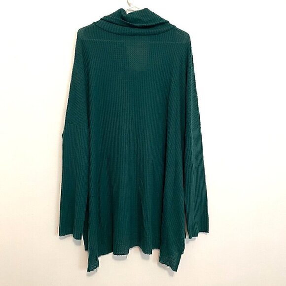 BP NORDSTROM Plus Size Waffle Knit Cowl Neck Top Dark Green Long Sleeve Tunic 4X - Picture 12 of 13